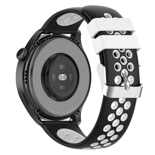 22mm Breathable Dual Color Silicone Watch Strap Wristband with Multiple Holes Design for Huawei Watch GT3 46mm/Samsung Gear S3 Frontier/Classic