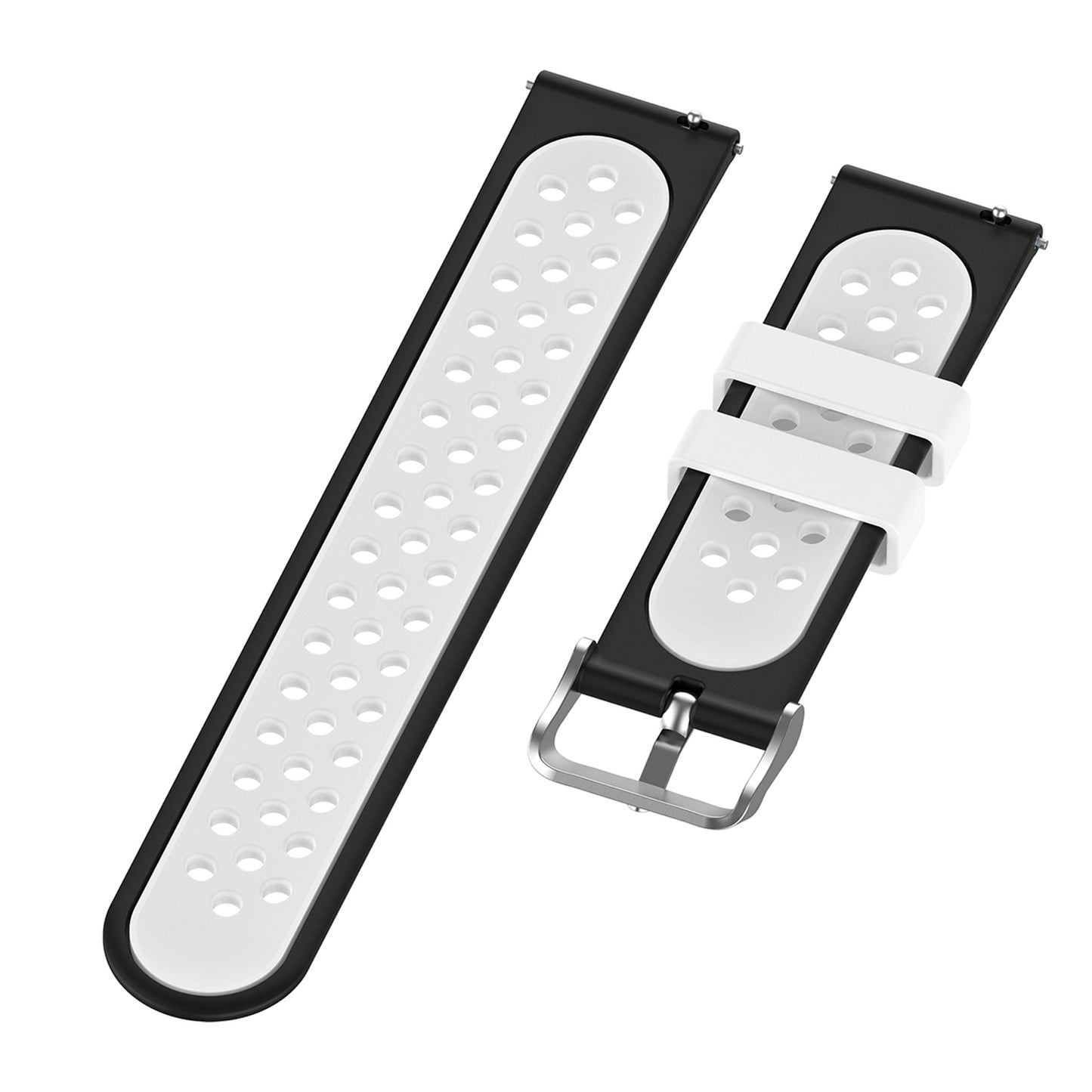 22mm Breathable Dual Color Silicone Watch Strap Wristband with Multiple Holes Design for Huawei Watch GT3 46mm/Samsung Gear S3 Frontier/Classic
