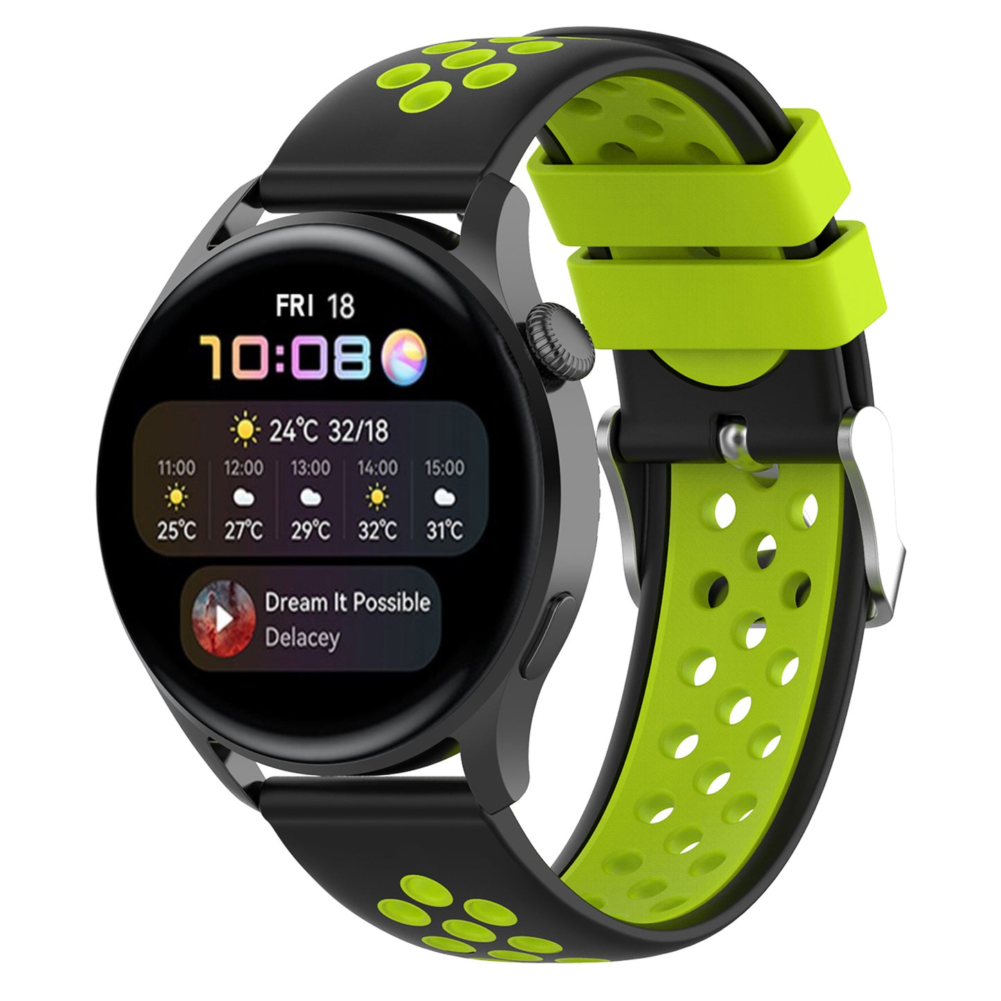 22mm Breathable Dual Color Silicone Watch Strap Wristband with Multiple Holes Design for Huawei Watch GT3 46mm/Samsung Gear S3 Frontier/Classic