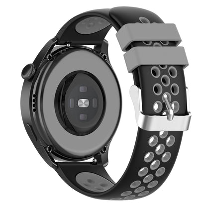 22mm Breathable Dual Color Silicone Watch Strap Wristband with Multiple Holes Design for Huawei Watch GT3 46mm/Samsung Gear S3 Frontier/Classic