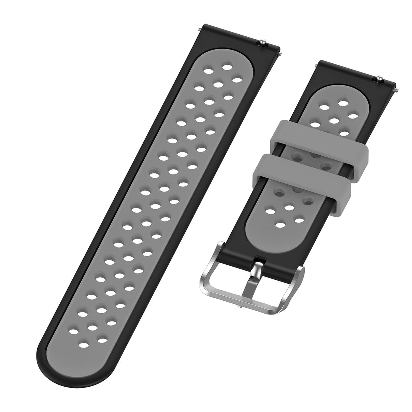 22mm Breathable Dual Color Silicone Watch Strap Wristband with Multiple Holes Design for Huawei Watch GT3 46mm/Samsung Gear S3 Frontier/Classic
