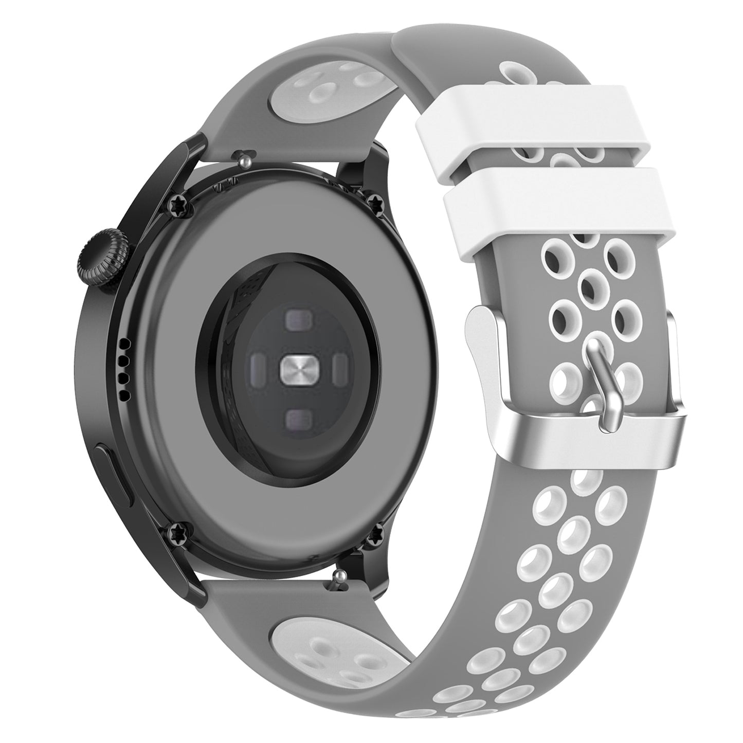 22mm Breathable Dual Color Silicone Watch Strap Wristband with Multiple Holes Design for Huawei Watch GT3 46mm/Samsung Gear S3 Frontier/Classic