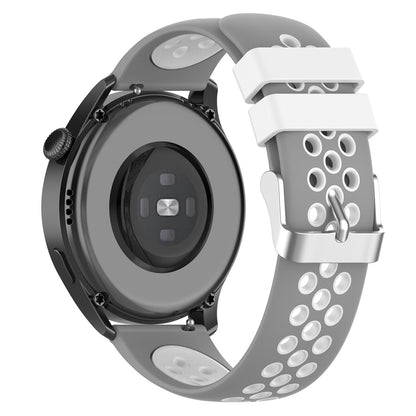 22mm Breathable Dual Color Silicone Watch Strap Wristband with Multiple Holes Design for Huawei Watch GT3 46mm/Samsung Gear S3 Frontier/Classic