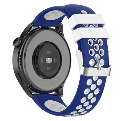 22mm Breathable Dual Color Silicone Watch Strap Wristband with Multiple Holes Design for Huawei Watch GT3 46mm/Samsung Gear S3 Frontier/Classic