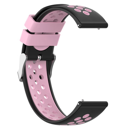20mm Multiple Holes Breathable Dual Color Silicone Watch Strap Wristband for Huawei Watch GT3 42mm/Samsung Galaxy Watch 42mm
