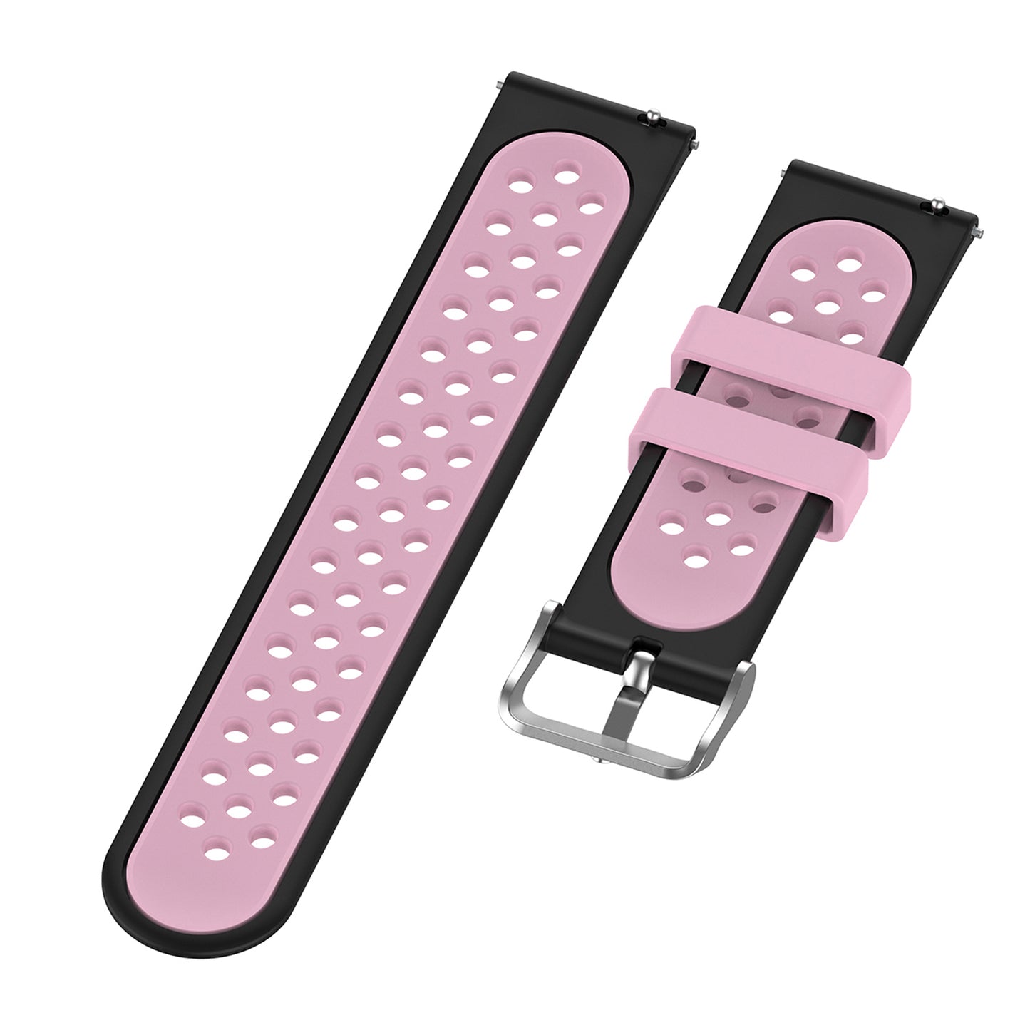 20mm Multiple Holes Breathable Dual Color Silicone Watch Strap Wristband for Huawei Watch GT3 42mm/Samsung Galaxy Watch 42mm