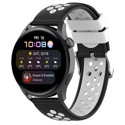 20mm Multiple Holes Breathable Dual Color Silicone Watch Strap Wristband for Huawei Watch GT3 42mm/Samsung Galaxy Watch 42mm