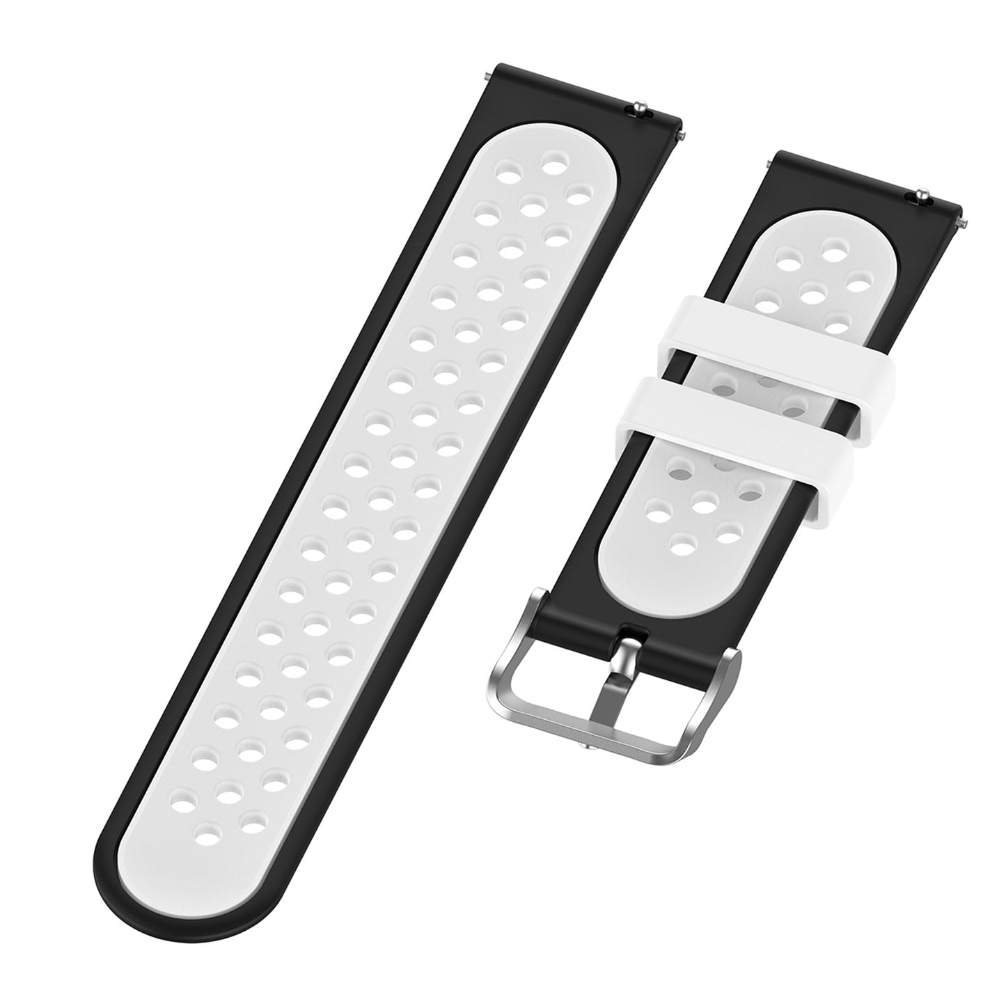 20mm Multiple Holes Breathable Dual Color Silicone Watch Strap Wristband for Huawei Watch GT3 42mm/Samsung Galaxy Watch 42mm