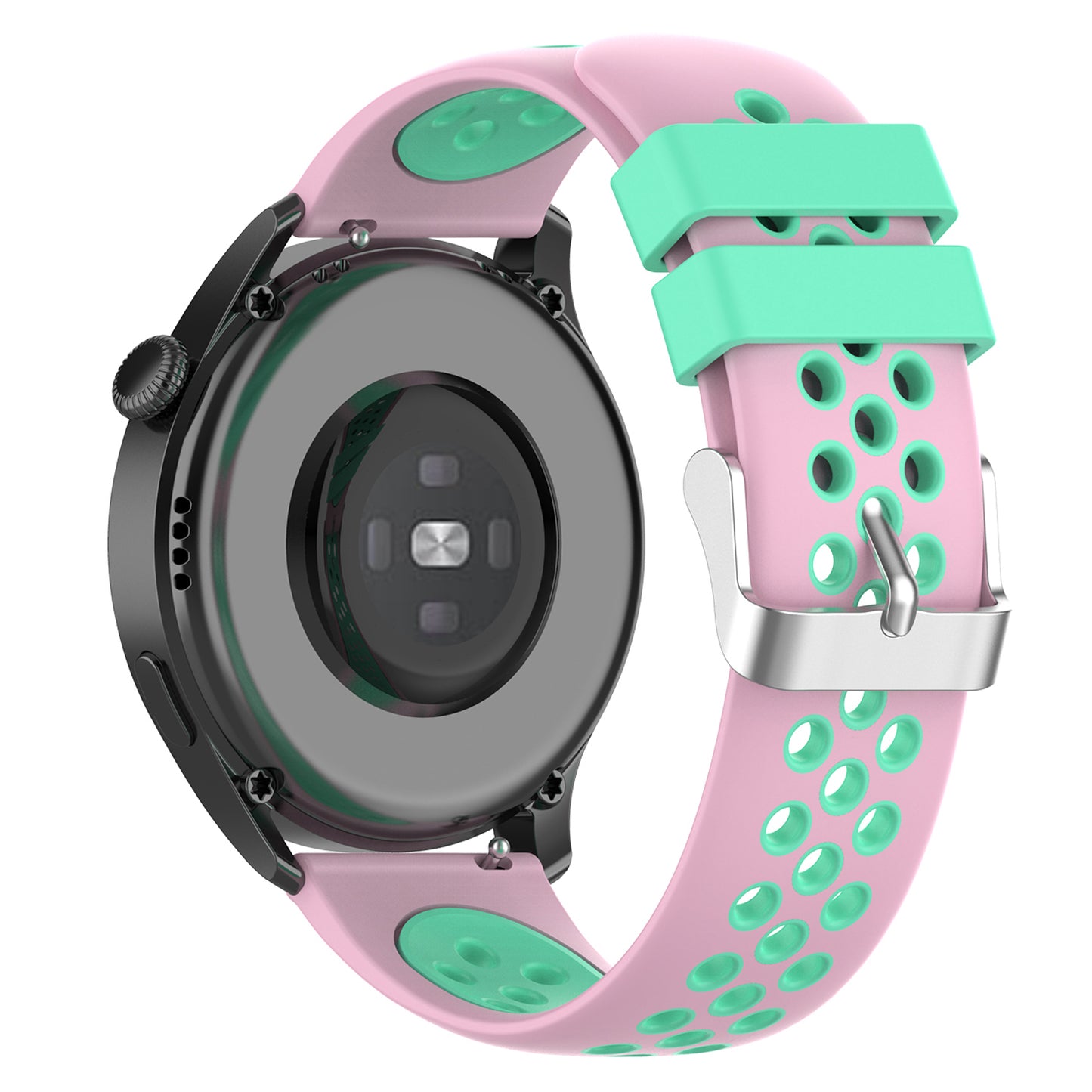 20mm Multiple Holes Breathable Dual Color Silicone Watch Strap Wristband for Huawei Watch GT3 42mm/Samsung Galaxy Watch 42mm