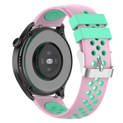 20mm Multiple Holes Breathable Dual Color Silicone Watch Strap Wristband for Huawei Watch GT3 42mm/Samsung Galaxy Watch 42mm