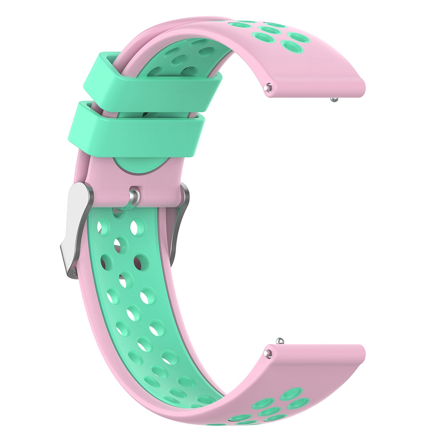 20mm Multiple Holes Breathable Dual Color Silicone Watch Strap Wristband for Huawei Watch GT3 42mm/Samsung Galaxy Watch 42mm