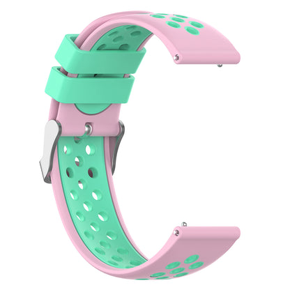20mm Multiple Holes Breathable Dual Color Silicone Watch Strap Wristband for Huawei Watch GT3 42mm/Samsung Galaxy Watch 42mm