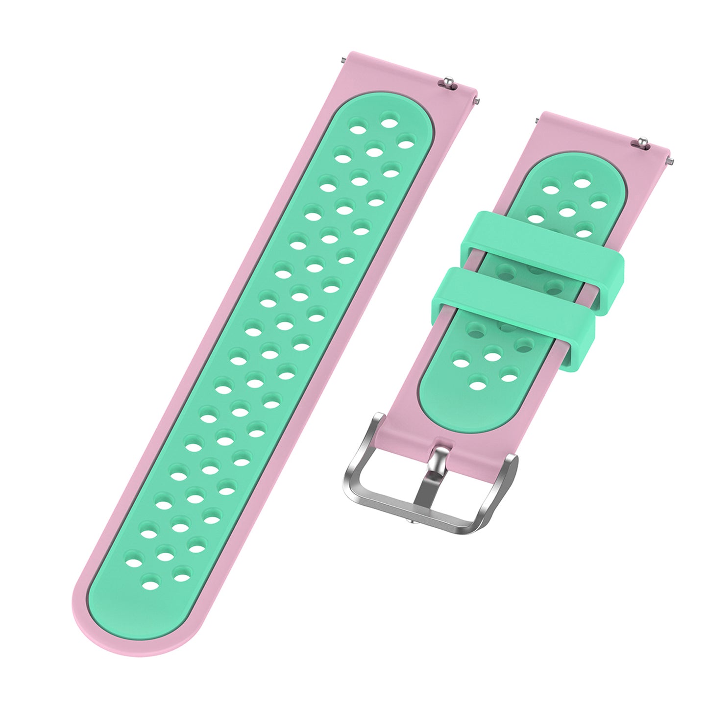 20mm Multiple Holes Breathable Dual Color Silicone Watch Strap Wristband for Huawei Watch GT3 42mm/Samsung Galaxy Watch 42mm