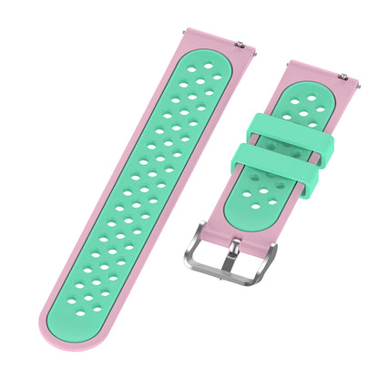20mm Multiple Holes Breathable Dual Color Silicone Watch Strap Wristband for Huawei Watch GT3 42mm/Samsung Galaxy Watch 42mm