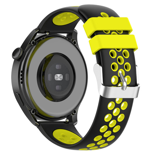 20mm Multiple Holes Breathable Dual Color Silicone Watch Strap Wristband for Huawei Watch GT3 42mm/Samsung Galaxy Watch 42mm