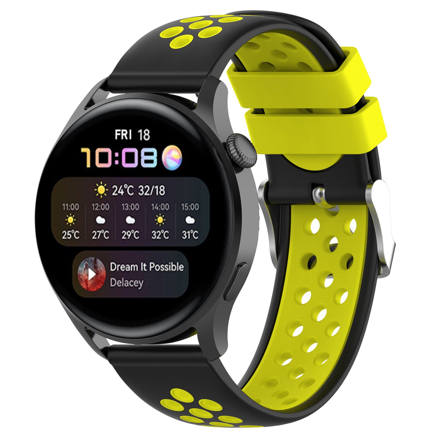 20mm Multiple Holes Breathable Dual Color Silicone Watch Strap Wristband for Huawei Watch GT3 42mm/Samsung Galaxy Watch 42mm