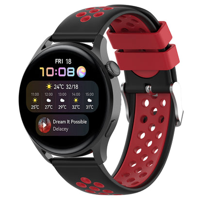 20mm Multiple Holes Breathable Dual Color Silicone Watch Strap Wristband for Huawei Watch GT3 42mm/Samsung Galaxy Watch 42mm