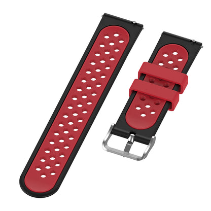 20mm Multiple Holes Breathable Dual Color Silicone Watch Strap Wristband for Huawei Watch GT3 42mm/Samsung Galaxy Watch 42mm