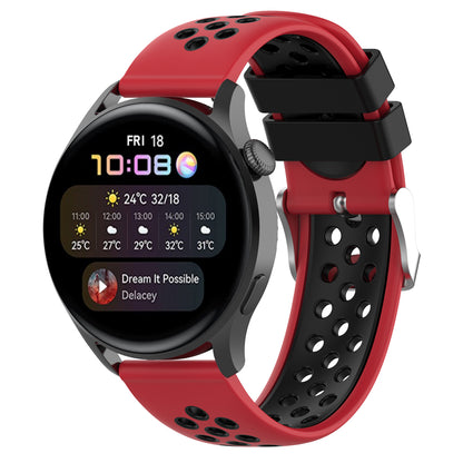 20mm Multiple Holes Breathable Dual Color Silicone Watch Strap Wristband for Huawei Watch GT3 42mm/Samsung Galaxy Watch 42mm