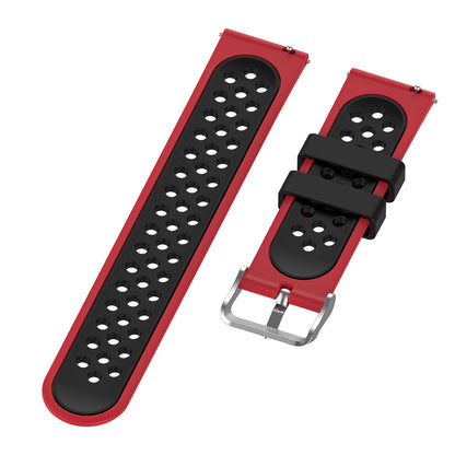 20mm Multiple Holes Breathable Dual Color Silicone Watch Strap Wristband for Huawei Watch GT3 42mm/Samsung Galaxy Watch 42mm