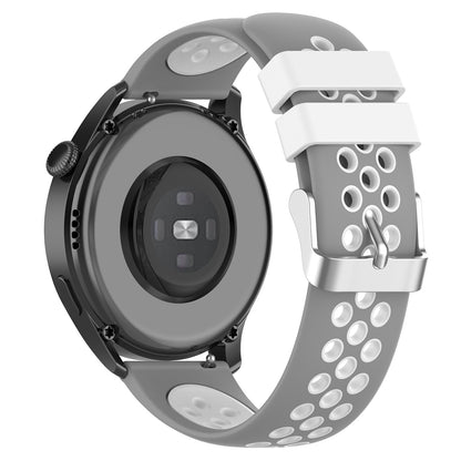 20mm Multiple Holes Breathable Dual Color Silicone Watch Strap Wristband for Huawei Watch GT3 42mm/Samsung Galaxy Watch 42mm
