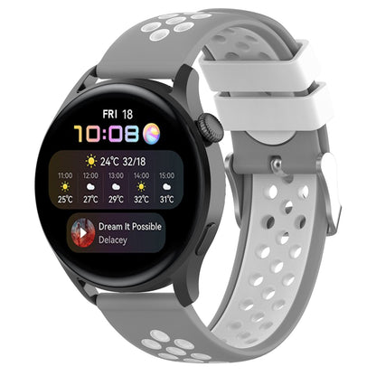 20mm Multiple Holes Breathable Dual Color Silicone Watch Strap Wristband for Huawei Watch GT3 42mm/Samsung Galaxy Watch 42mm