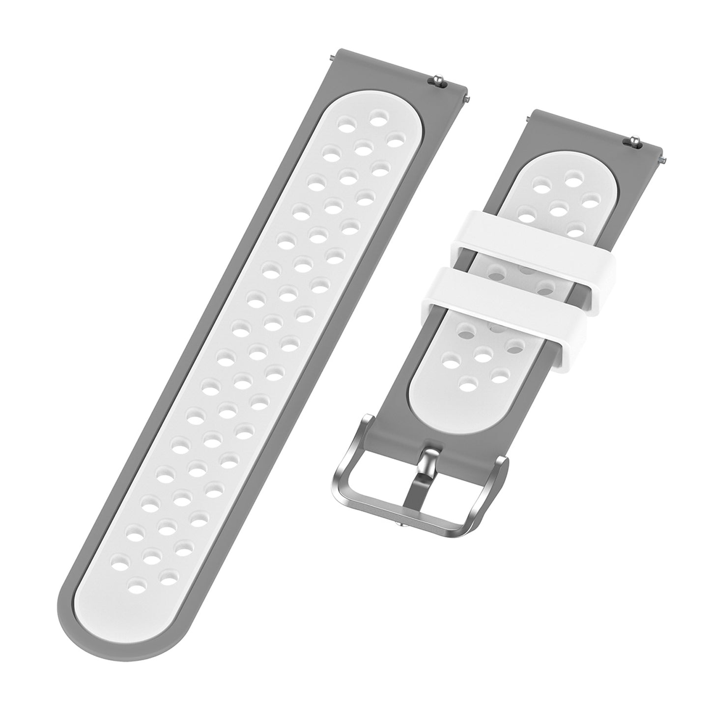 20mm Multiple Holes Breathable Dual Color Silicone Watch Strap Wristband for Huawei Watch GT3 42mm/Samsung Galaxy Watch 42mm