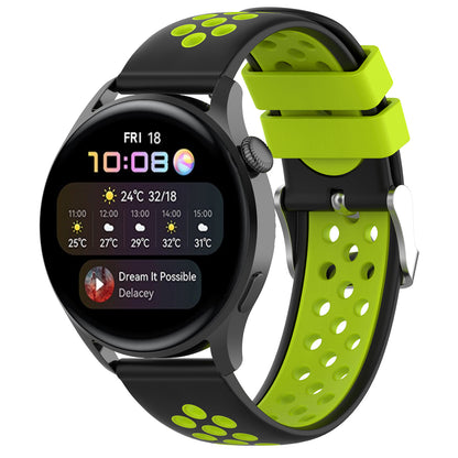 20mm Multiple Holes Breathable Dual Color Silicone Watch Strap Wristband for Huawei Watch GT3 42mm/Samsung Galaxy Watch 42mm
