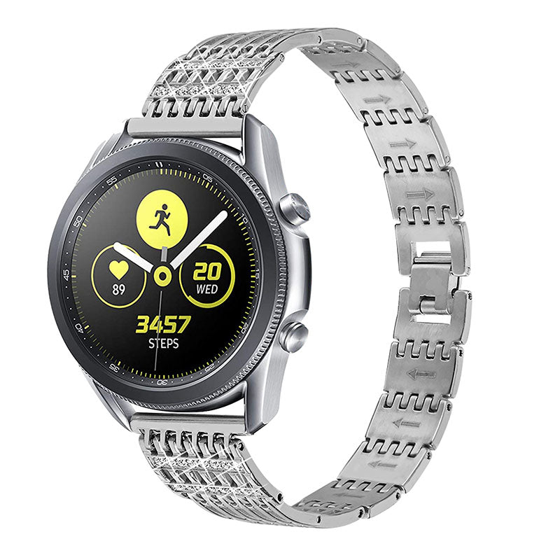 22mm Hollow Design Rhinestone Smart Watch Strap Replacement Band for Samsung Galaxy Watch3 45mm/Galaxy Watch 46mm