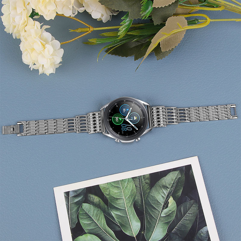22mm Hollow Design Rhinestone Smart Watch Strap Replacement Band for Samsung Galaxy Watch3 45mm/Galaxy Watch 46mm