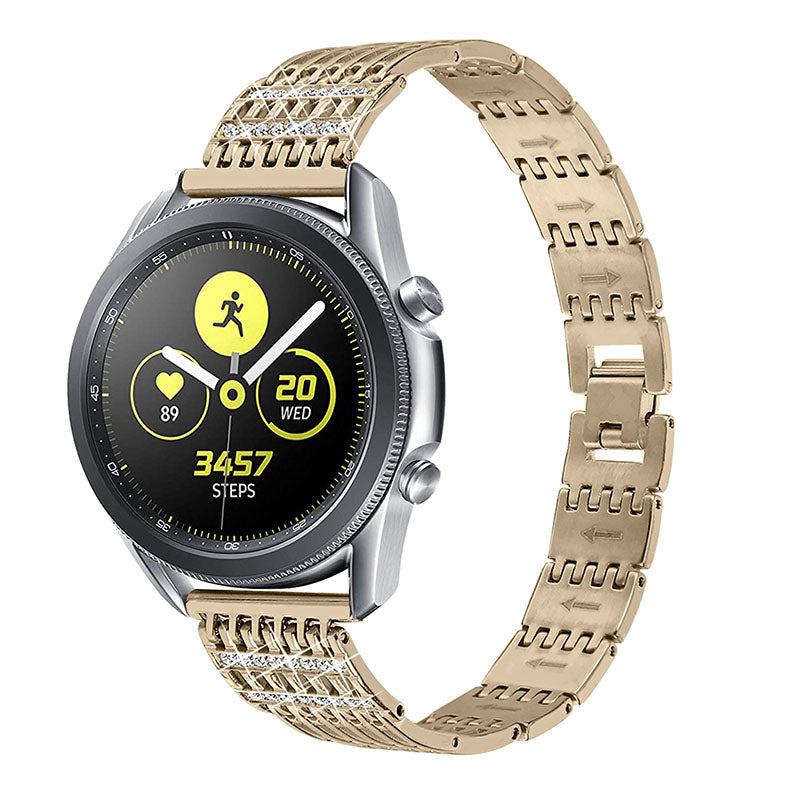 22mm Hollow Design Rhinestone Smart Watch Strap Replacement Band for Samsung Galaxy Watch3 45mm/Galaxy Watch 46mm