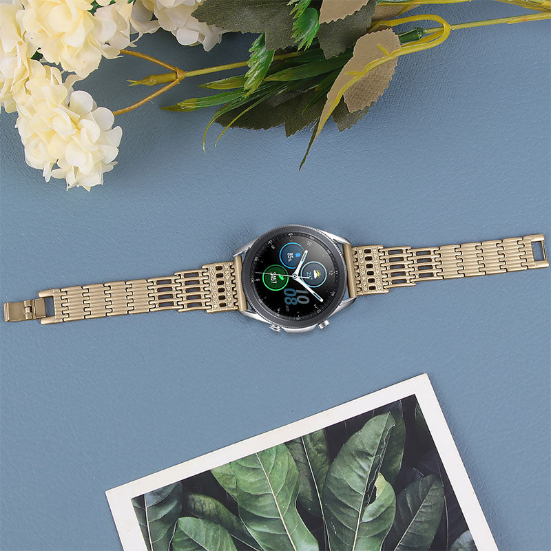22mm Hollow Design Rhinestone Smart Watch Strap Replacement Band for Samsung Galaxy Watch3 45mm/Galaxy Watch 46mm
