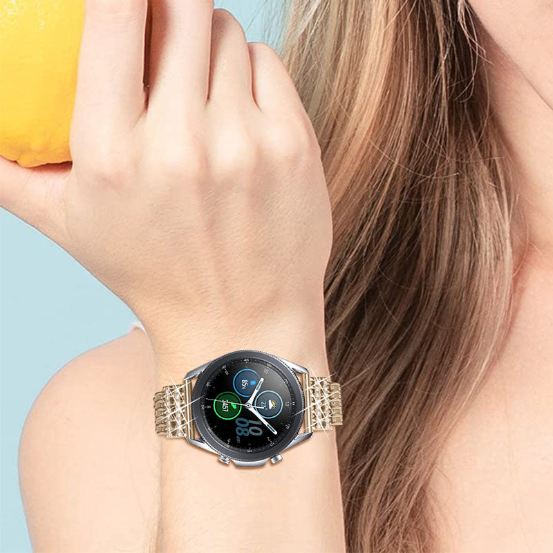 22mm Hollow Design Rhinestone Smart Watch Strap Replacement Band for Samsung Galaxy Watch3 45mm/Galaxy Watch 46mm