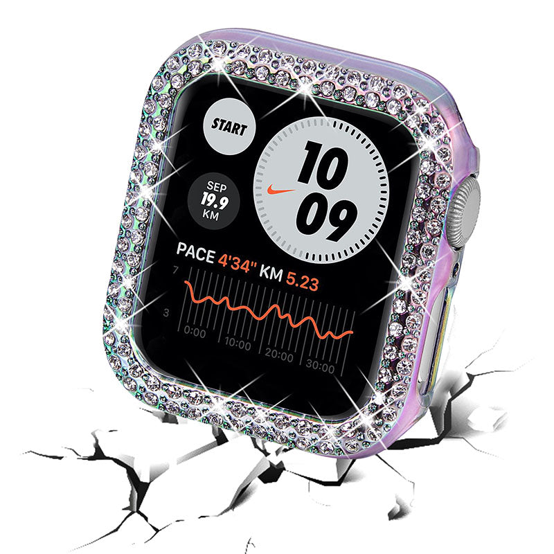 Rhinestone Decor Anti-scratch PC Watch Edge Case Protective Cover for Apple Watch Series 4 / 5 / 6 44mm / SE 44mm / SE (2022) 44mm