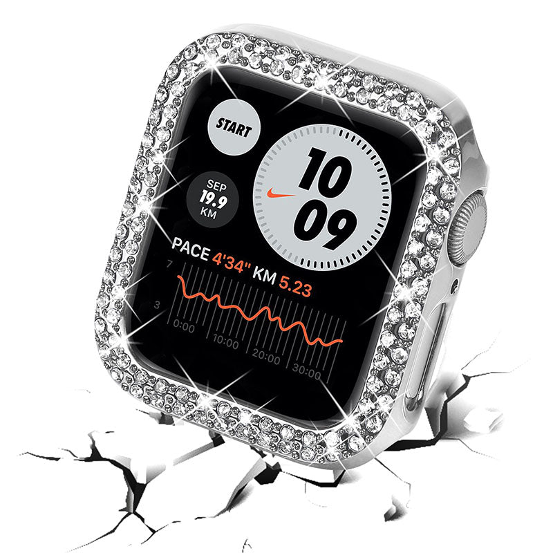 Rhinestone Decor Anti-scratch PC Watch Edge Case Protective Cover for Apple Watch Series 4 / 5 / 6 44mm / SE 44mm / SE (2022) 44mm
