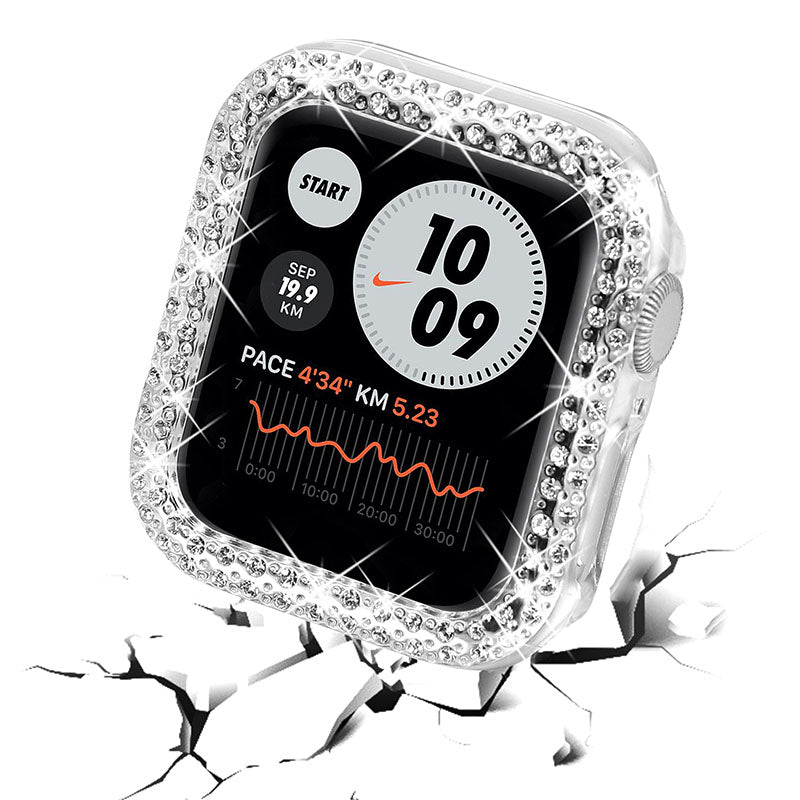Rhinestone Decor Anti-scratch PC Watch Edge Case Protective Cover for Apple Watch Series 4 / 5 / 6 44mm / SE 44mm / SE (2022) 44mm