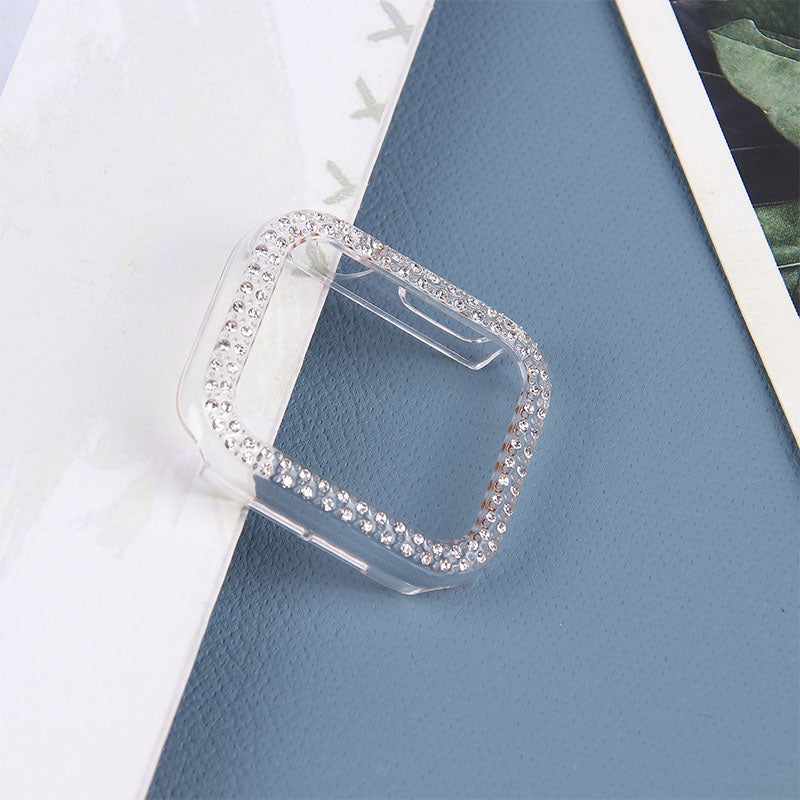 Rhinestone Decor Anti-scratch PC Watch Edge Case Protective Cover for Apple Watch Series 4 / 5 / 6 44mm / SE 44mm / SE (2022) 44mm