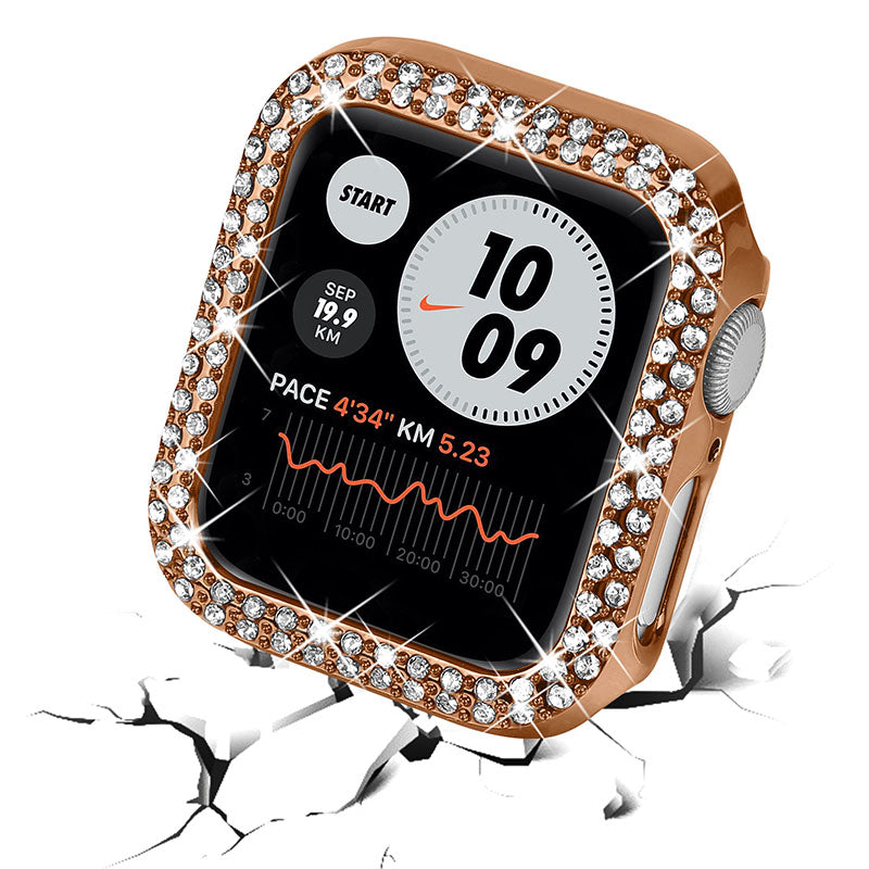 Rhinestone Decor Anti-scratch PC Watch Edge Case Protective Cover for Apple Watch Series 4 / 5 / 6 44mm / SE 44mm / SE (2022) 44mm