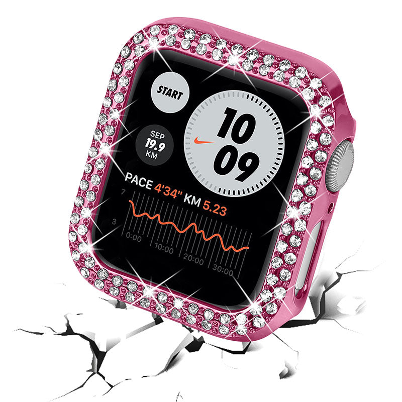 Rhinestone Decor Anti-scratch PC Watch Edge Case Protective Cover for Apple Watch Series 4 / 5 / 6 44mm / SE 44mm / SE (2022) 44mm