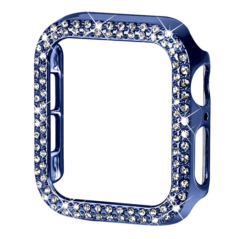 Rhinestone Decor Anti-scratch PC Watch Edge Case Protective Cover for Apple Watch Series 4 / 5 / 6 44mm / SE 44mm / SE (2022) 44mm