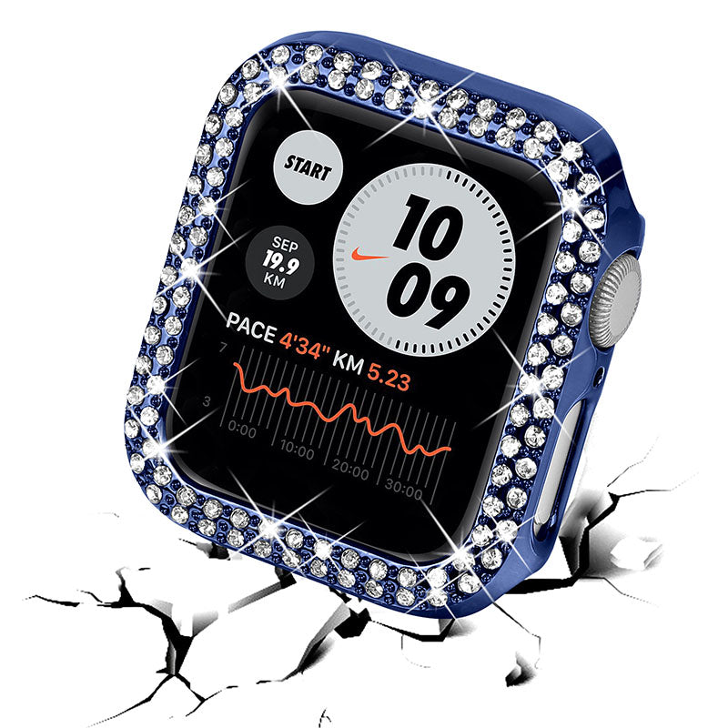 Rhinestone Decor Anti-scratch PC Watch Edge Case Protective Cover for Apple Watch Series 4 / 5 / 6 44mm / SE 44mm / SE (2022) 44mm