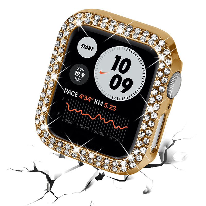 Rhinestone Decor Anti-scratch PC Watch Edge Case Protective Cover for Apple Watch Series 4 / 5 / 6 44mm / SE 44mm / SE (2022) 44mm