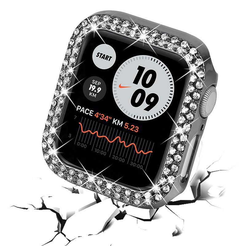 Rhinestone Decor Anti-scratch PC Watch Edge Case Protective Cover for Apple Watch Series 4 / 5 / 6 44mm / SE 44mm / SE (2022) 44mm