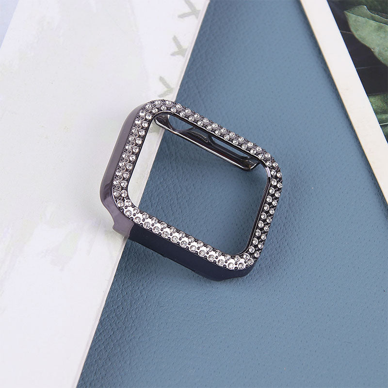 Rhinestone Decor Anti-scratch PC Watch Edge Case Protective Cover for Apple Watch Series 4 / 5 / 6 44mm / SE 44mm / SE (2022) 44mm
