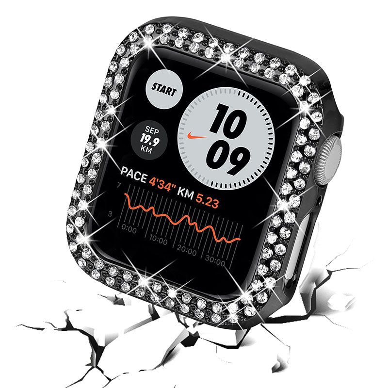 Rhinestone Decor Anti-scratch PC Watch Edge Case Protective Cover for Apple Watch Series 4 / 5 / 6 44mm / SE 44mm / SE (2022) 44mm