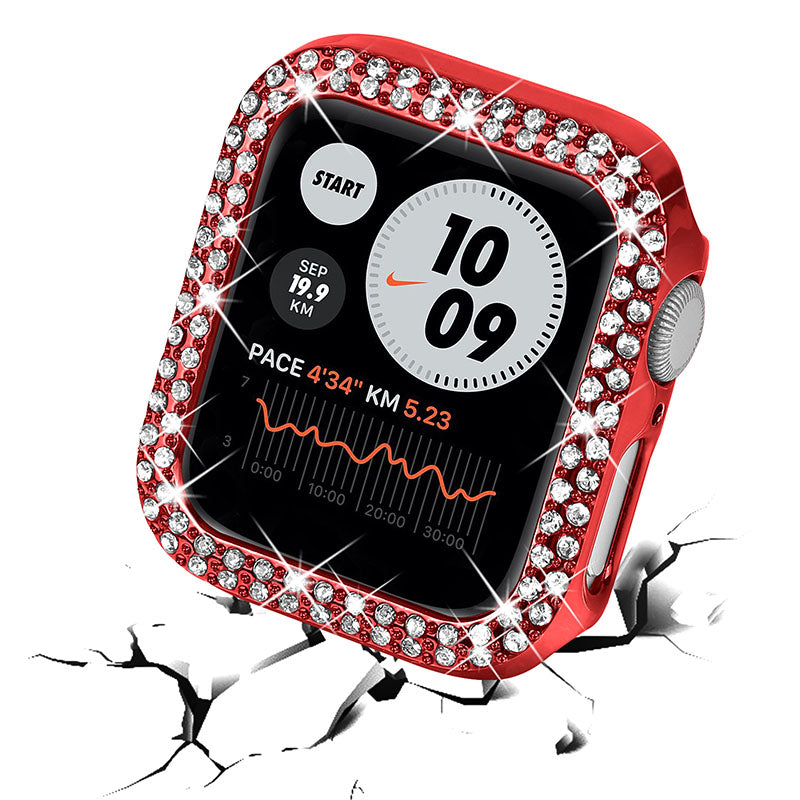 Rhinestone Decor Anti-scratch PC Watch Edge Case Protective Cover for Apple Watch Series 4 / 5 / 6 44mm / SE 44mm / SE (2022) 44mm