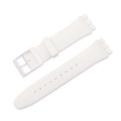 19mm Waterproof Solid Color Watch Strap Silicone Watchband with Pin Buckle for Swatch