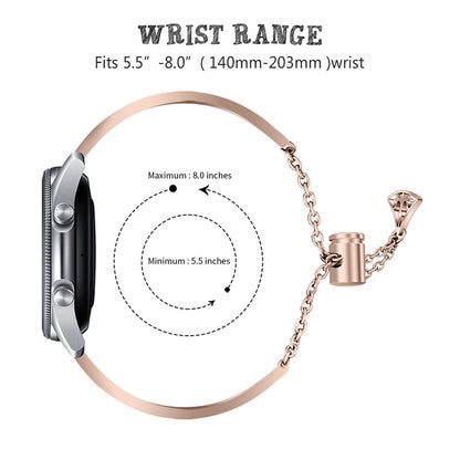22mm Hollow Out Stainless Steel Metal Watch Band Women Dressy Rhinestone Bracelet Wristband for Samsung Galaxy Watch3 45mm / Watch 46mm