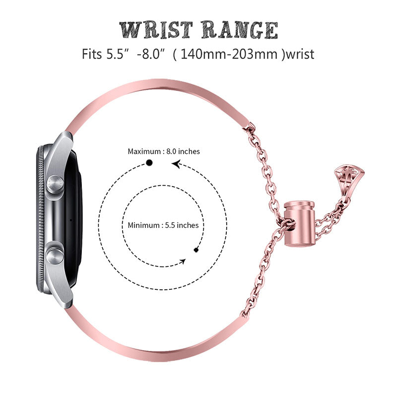 22mm Hollow Out Stainless Steel Metal Watch Band Women Dressy Rhinestone Bracelet Wristband for Samsung Galaxy Watch3 45mm / Watch 46mm