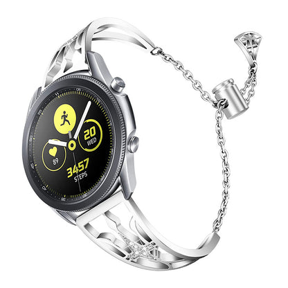 22mm Hollow Out Stainless Steel Metal Watch Band Women Dressy Rhinestone Bracelet Wristband for Samsung Galaxy Watch3 45mm / Watch 46mm